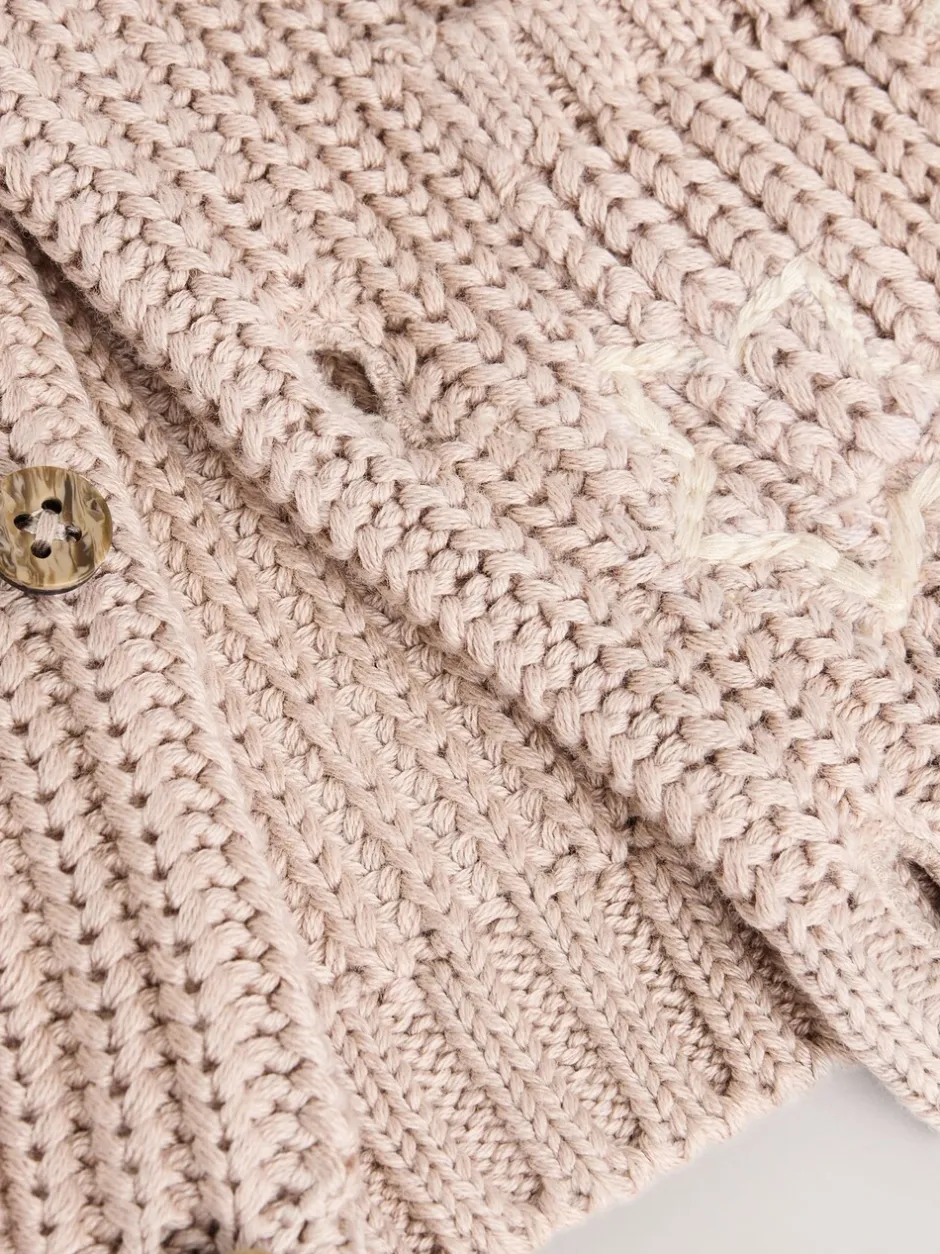 Truien En Breisels|Gebreide Kleding|Next - Grofgebreid babyvestje met borduursel Hello World Naturel
