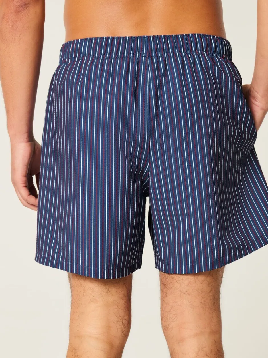 Badkleding*Hollister Blue Seersucker Stripe Swim Shorts