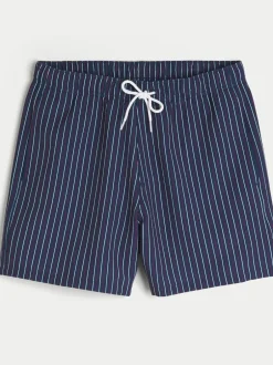 Badkleding*Hollister Blue Seersucker Stripe Swim Shorts