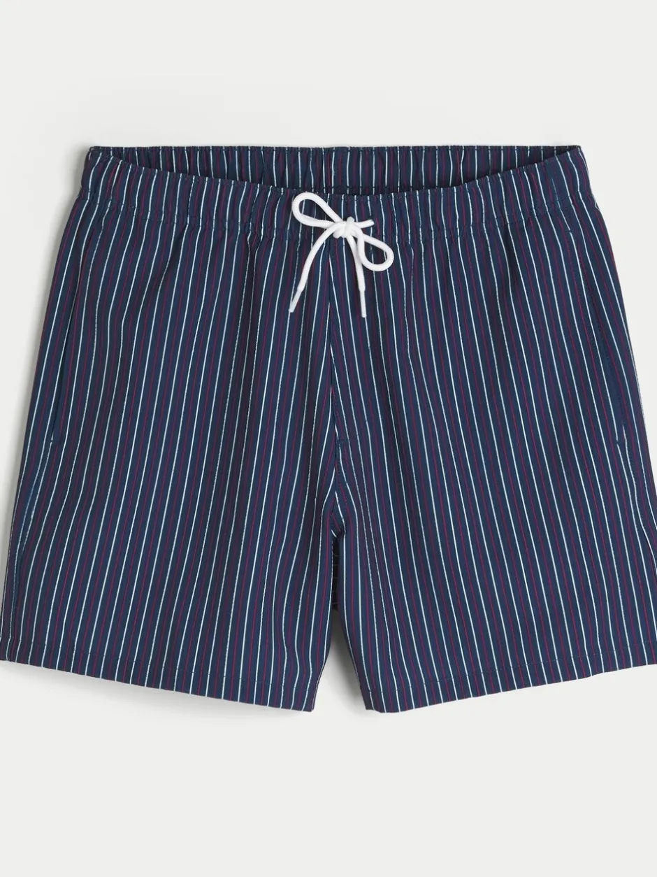 Badkleding*Hollister Blue Seersucker Stripe Swim Shorts