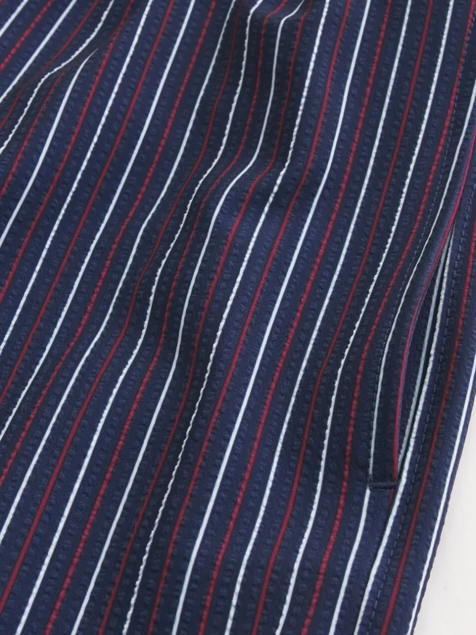 Badkleding*Hollister Blue Seersucker Stripe Swim Shorts