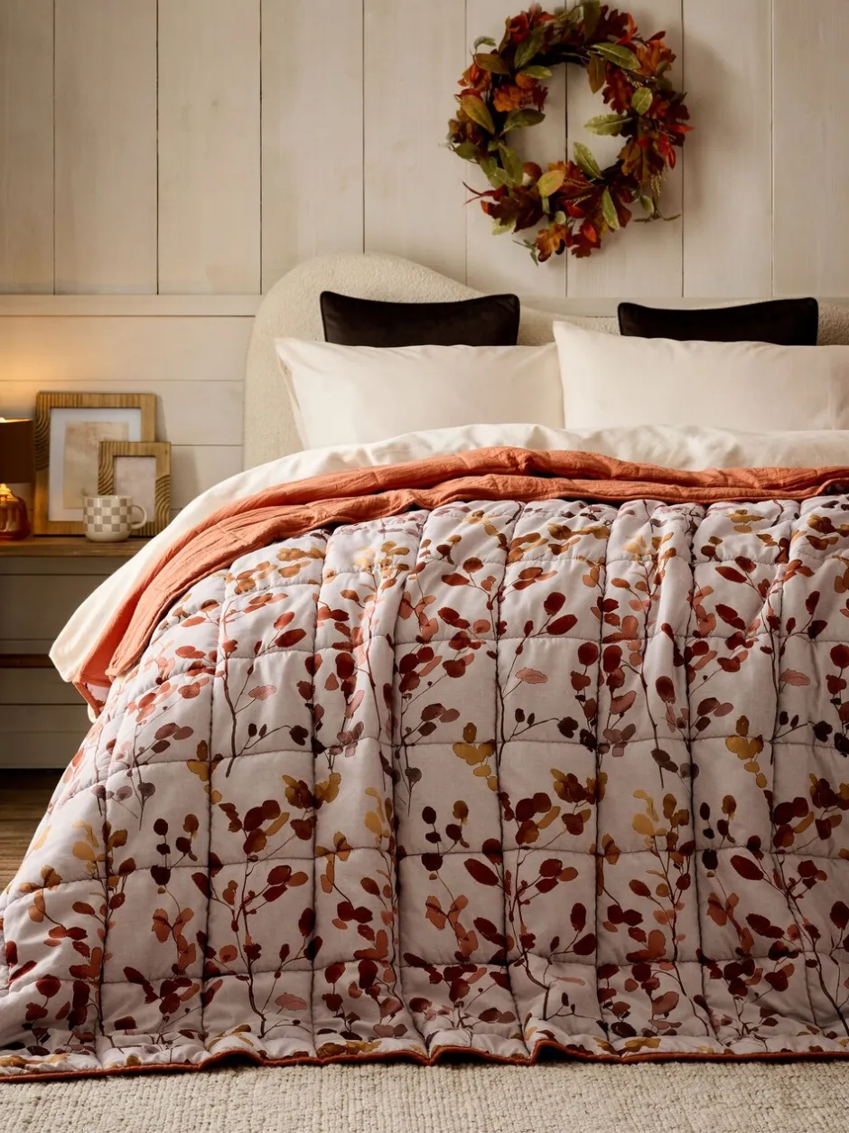 Kussentjes En Plaids|Kussentjes En Plaids|Next Honesty Floral Print Reversible Bedspread Oranje