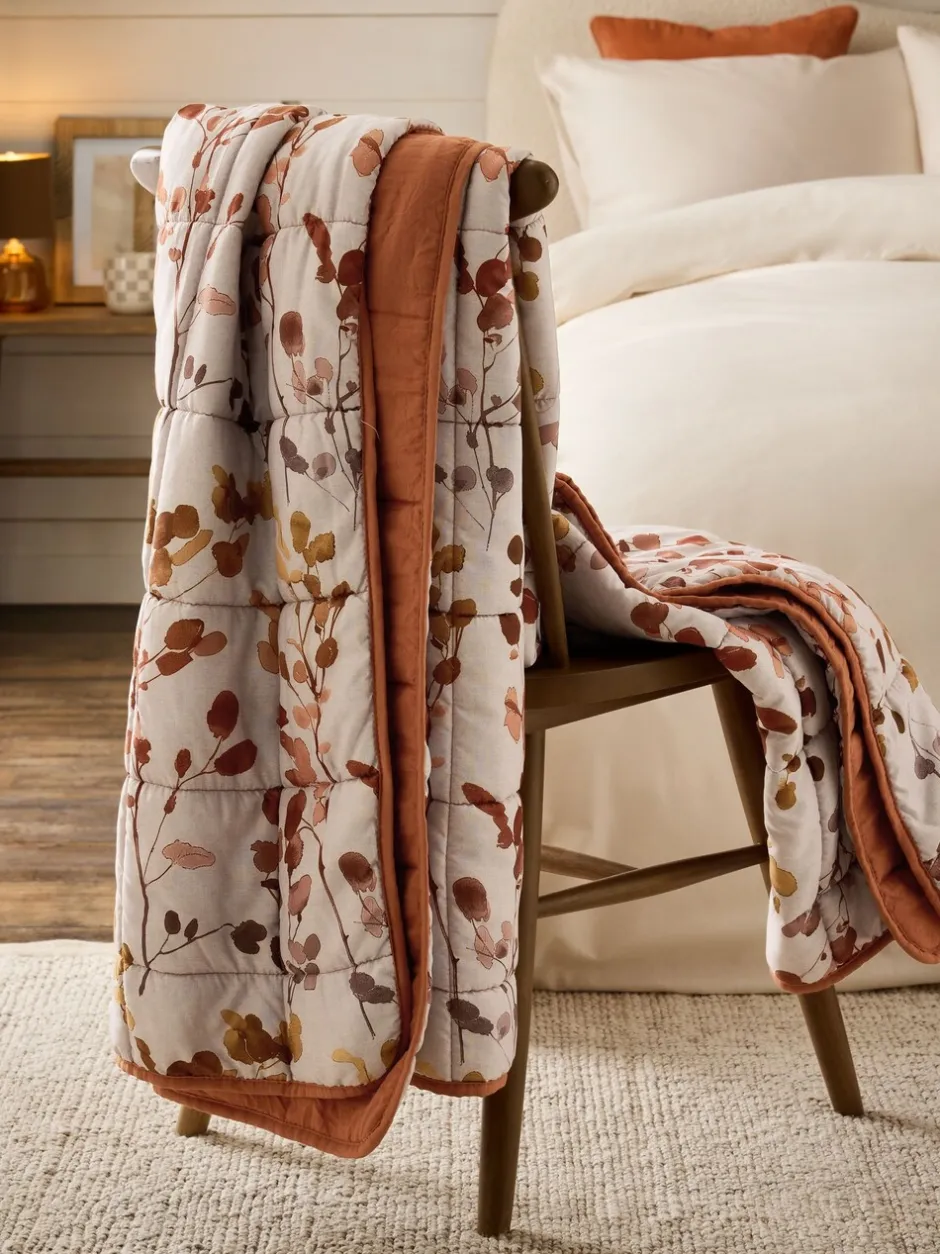 Kussentjes En Plaids|Kussentjes En Plaids|Next Honesty Floral Print Reversible Bedspread Oranje