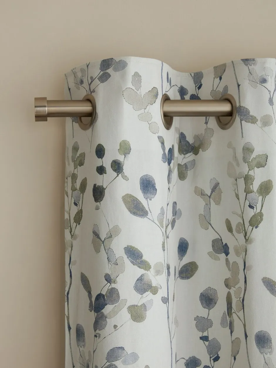 Gordijnen|Gordijnen|Next Honesty Leaf Floral Print Blackout/Thermal Eyelet Curtains Naturel/blauw