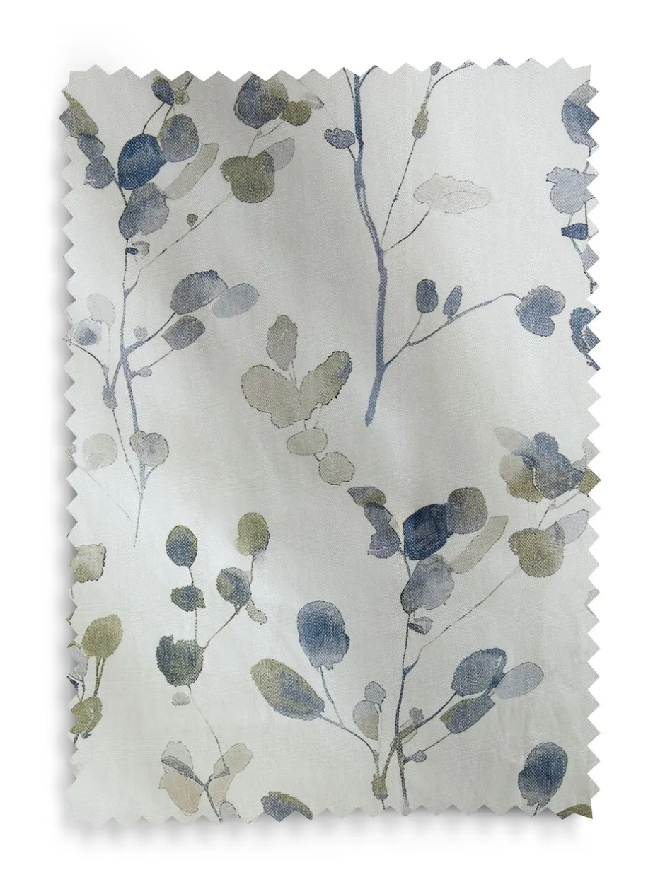 Gordijnen|Gordijnen|Next Honesty Leaf Floral Print Blackout/Thermal Eyelet Curtains Naturel/blauw