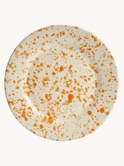 Eetservies En Pastaschalen|Hot Pottery Set of 4 Splatter Side Plates Donkeroranje