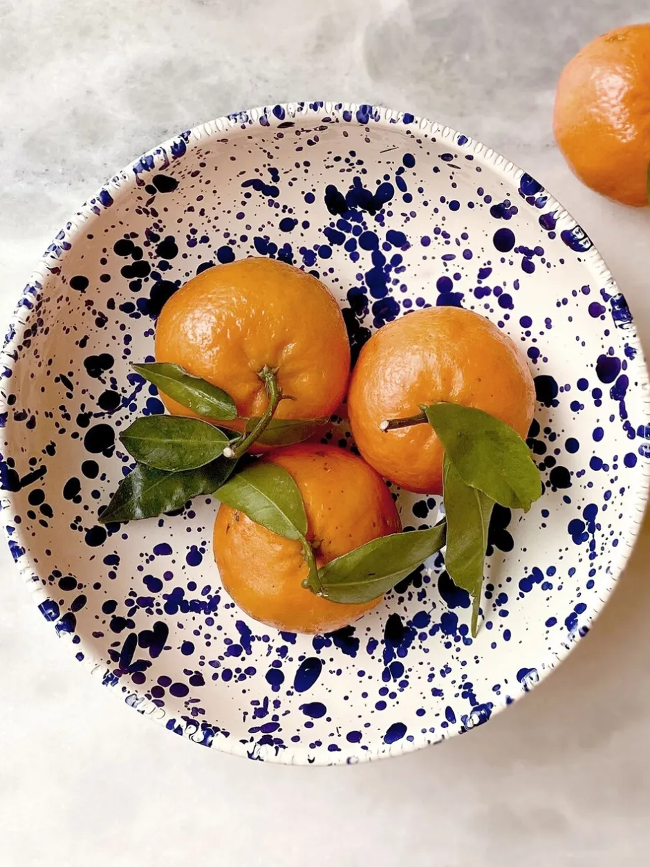 Eetservies En Pastaschalen|Hot Pottery Set of 4 Splatter Pasta Bowls Bosbessen