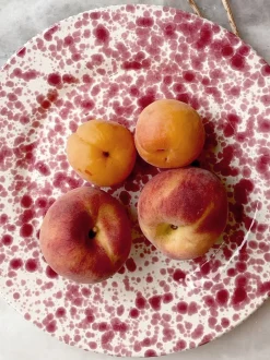 Eetservies En Pastaschalen*Hot Pottery Set of 4 Splatter Dinner Plates Cranberry