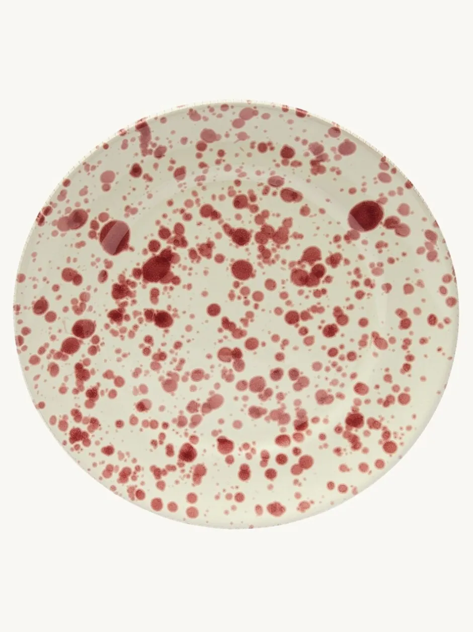 Eetservies En Pastaschalen*Hot Pottery Set of 4 Splatter Dinner Plates Cranberry