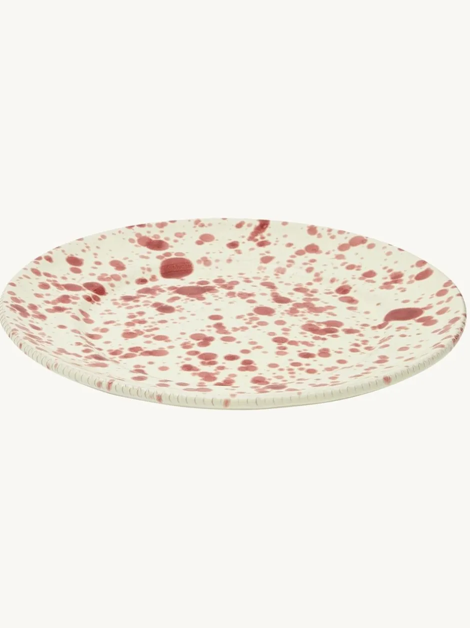 Eetservies En Pastaschalen*Hot Pottery Set of 4 Splatter Dinner Plates Cranberry