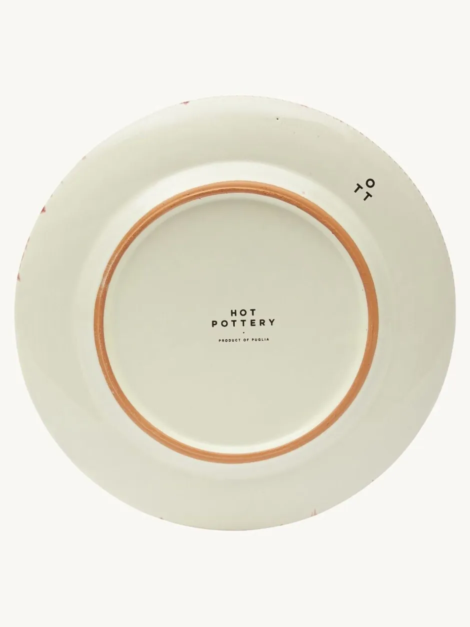 Eetservies En Pastaschalen*Hot Pottery Set of 4 Splatter Dinner Plates Cranberry