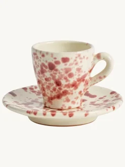 Mokken En Koppen|Hot Pottery Set of 4 Splatter Espresso Set Cranberry