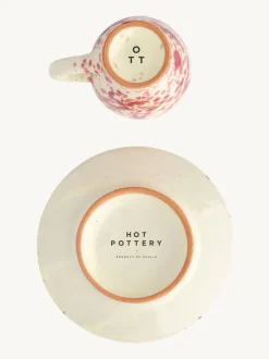 Mokken En Koppen|Hot Pottery Set of 4 Splatter Espresso Set Cranberry