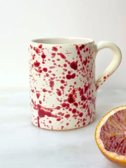 Mokken En Koppen*Hot Pottery Set of 4 Splatter Mugs Cranberry