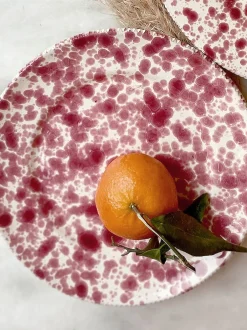 Eetservies En Pastaschalen|Hot Pottery Set of 4 Splatter Side Plates Cranberry