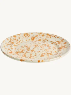 Eetservies En Pastaschalen|Hot Pottery Set of 4 Splatter Dinner Plates Donkeroranje
