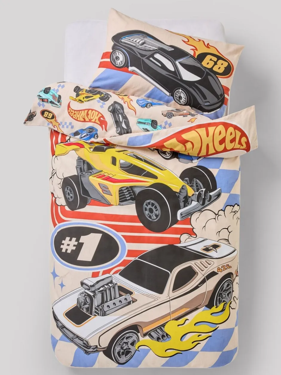 Beddengoedsets En Dekbedovertrekken|Next Hot Wheels omkeerbare polykatoenen dekbedovertrek- en kussensloopset voor eenpersoonsbed