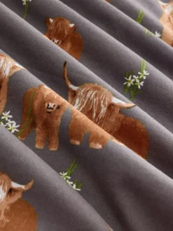 Pyjama's|Loungewear*Next - Set van 100% katoenen shortpyjama Houtskoolgrijze Hamish The Highland Cow