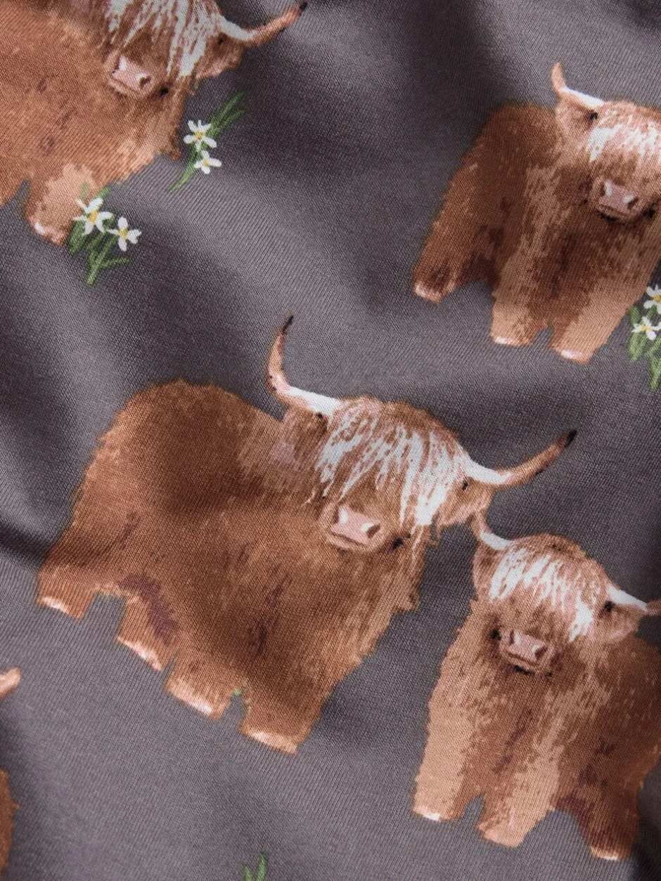 Pyjama's|Alle Nacht- En Loungekleding|Next Houtskoolgrijze Hamish The Highland Cow - Pyjama met lange mouwen