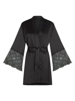 Badjassen|Hunkemoller Satin Kimono Black Robe