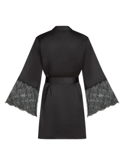 Badjassen|Hunkemoller Satin Kimono Black Robe