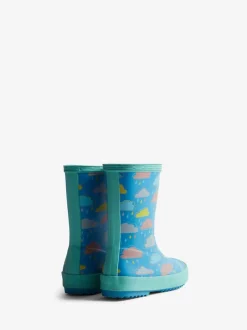 Laarzen|Hunter Kids blauwe First Rain regenlaarzen met wolkenprint