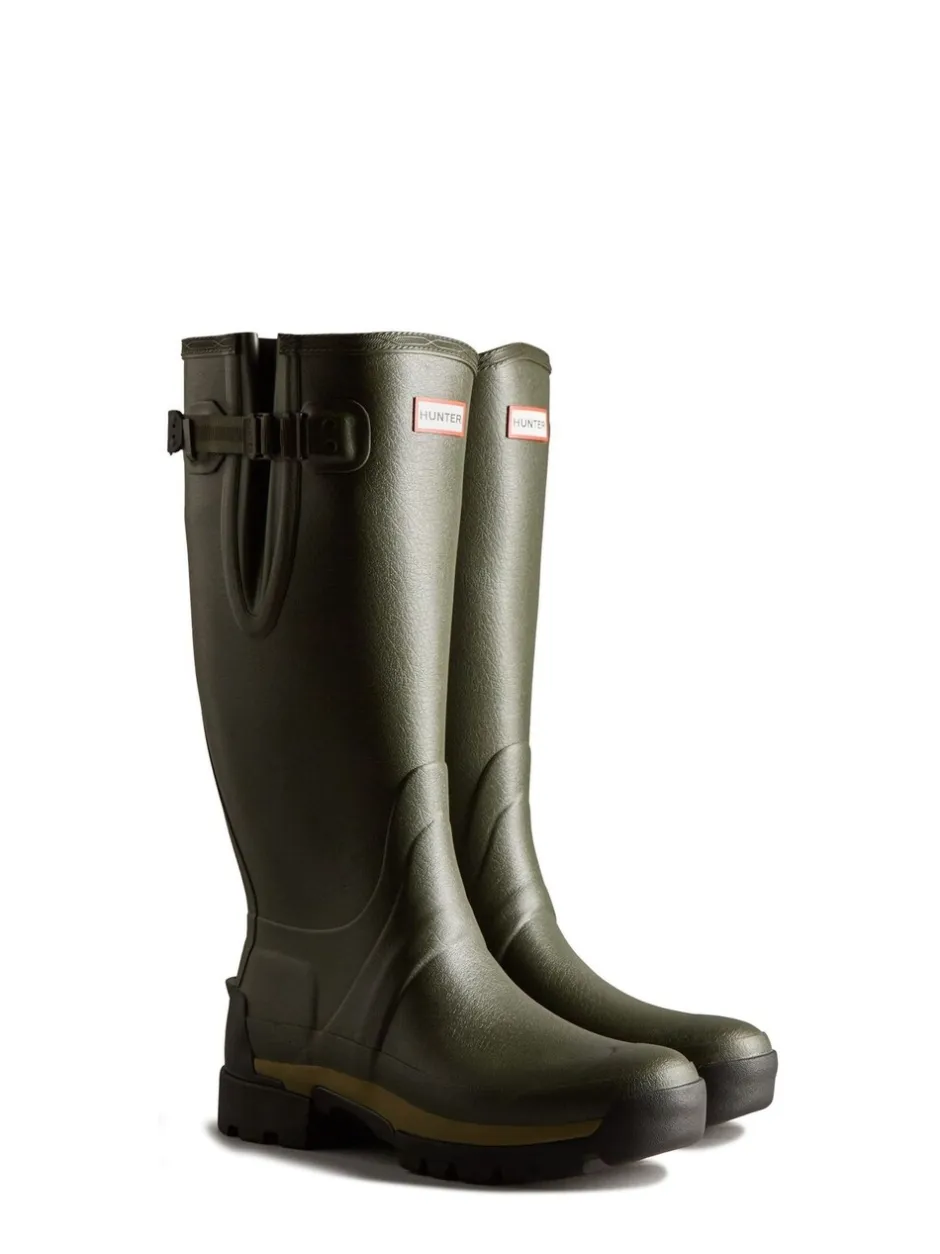 Laarzen*Hunter Mens Green Balmoral Tall Side Adjustable Neoprene Lined Techsole Wellies
