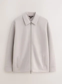 Formele Overhemden*Next - N. Premium Soft Touch Scuba Zip Through Shacket Ice grey