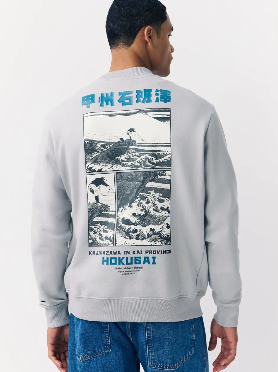 Sweaters En Hoody´S|Sweaters En Hoody´S*Next Ice grey - Sweatshirt met ronde hals - Hokusai Graphic License