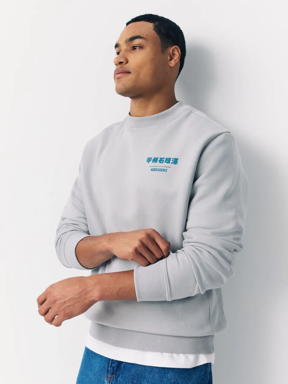 Sweaters En Hoody´S|Sweaters En Hoody´S*Next Ice grey - Sweatshirt met ronde hals - Hokusai Graphic License