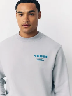 Sweaters En Hoody´S|Sweaters En Hoody´S*Next Ice grey - Sweatshirt met ronde hals - Hokusai Graphic License
