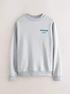 Sweaters En Hoody´S|Sweaters En Hoody´S*Next Ice grey - Sweatshirt met ronde hals - Hokusai Graphic License
