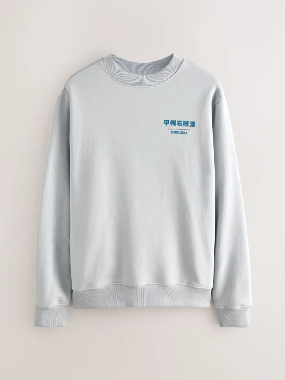 Sweaters En Hoody´S|Sweaters En Hoody´S*Next Ice grey - Sweatshirt met ronde hals - Hokusai Graphic License