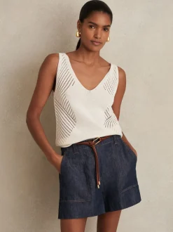 Shorts|Reiss - Ashby Linnen Shorts Indigo