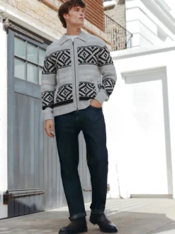 Jeans*Next - Signature Brushed Cosy Check Denim Jeans Indigo blauwe wassing