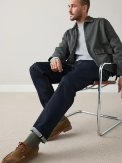 Jeans|Next - Standaard toelopende pasvorm - Signature Selvedge Denim Jeans Indigo blauwe wassing