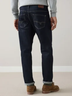 Jeans|Next - Standaard toelopende pasvorm - Signature Selvedge Denim Jeans Indigo blauwe wassing
