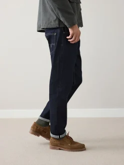 Jeans|Next - Standaard toelopende pasvorm - Signature Selvedge Denim Jeans Indigo blauwe wassing