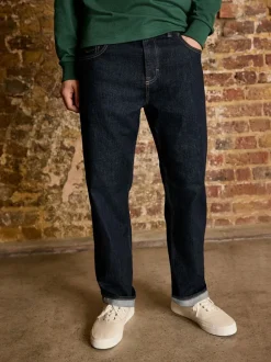 Jeans|Next - Straight fit - Signature Selvedge Denim Jeans Indigo blauwe wassing