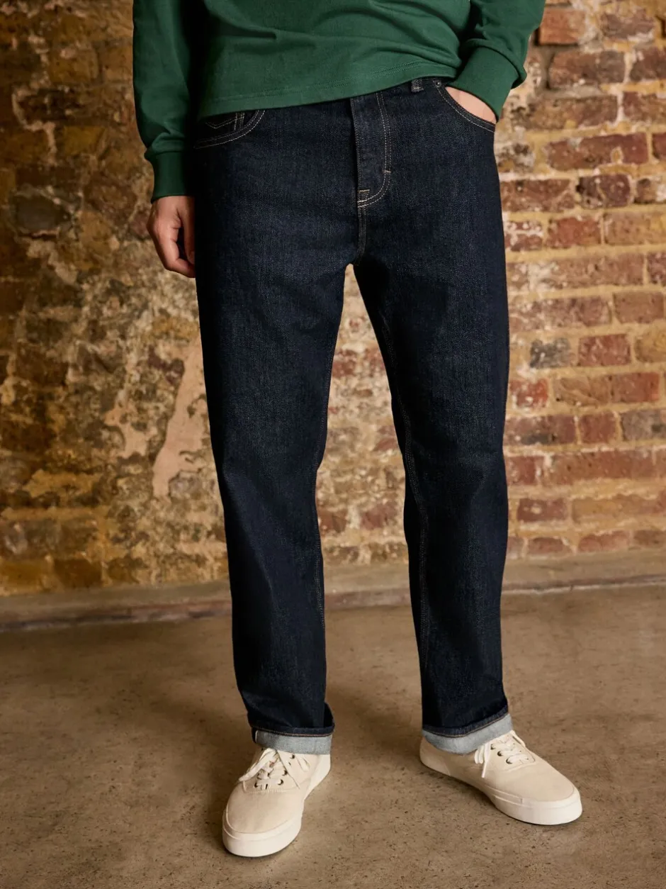 Jeans|Next - Straight fit - Signature Selvedge Denim Jeans Indigo blauwe wassing