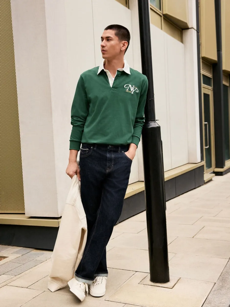 Jeans|Next - Straight fit - Signature Selvedge Denim Jeans Indigo blauwe wassing