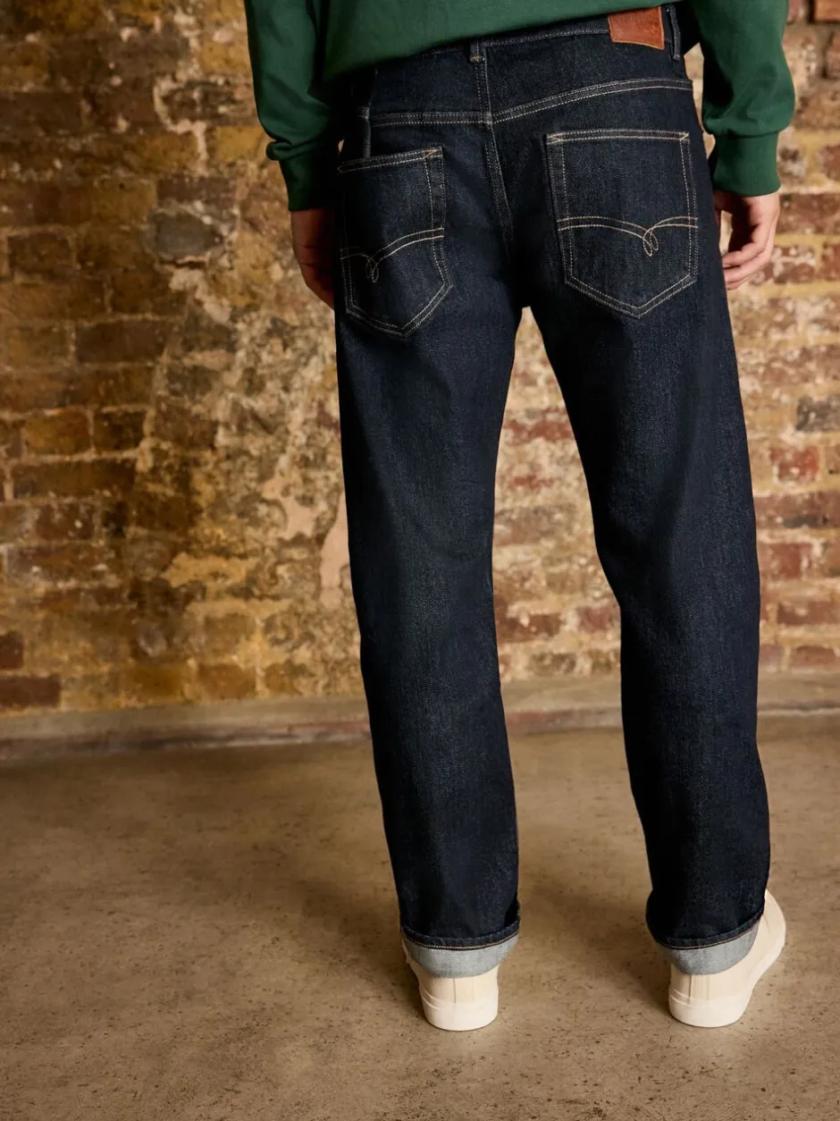 Jeans|Next - Straight fit - Signature Selvedge Denim Jeans Indigo blauwe wassing
