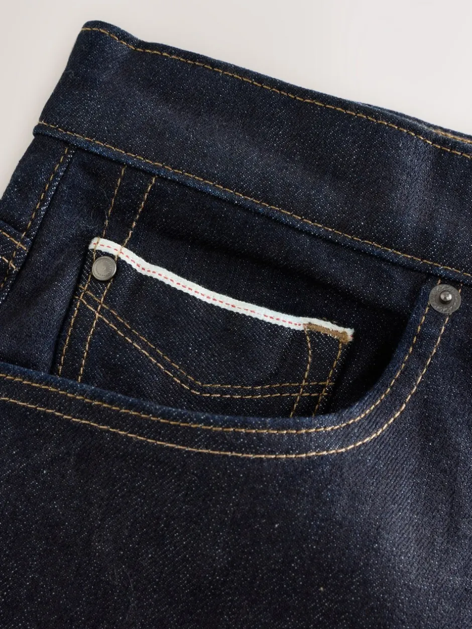 Jeans|Next - Straight fit - Signature Selvedge Denim Jeans Indigo blauwe wassing