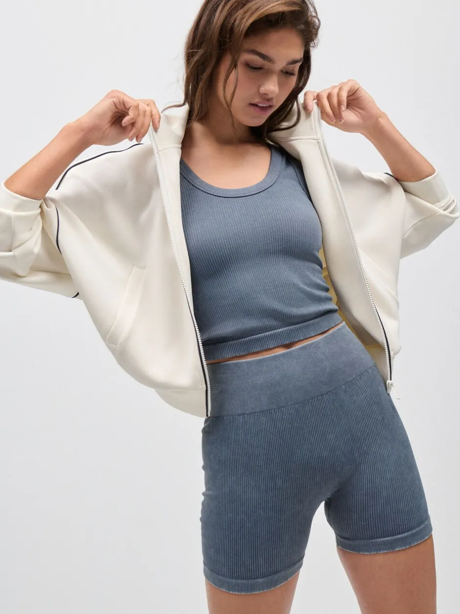 Shorts*Next Indigoblauw - Geribbelde fietsshort met hoge taille