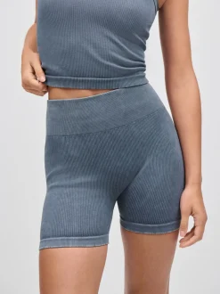 Shorts*Next Indigoblauw - Geribbelde fietsshort met hoge taille
