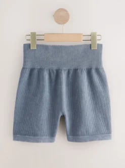 Shorts*Next Indigoblauw - Geribbelde fietsshort met hoge taille