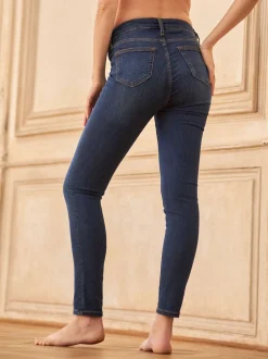 Jeans|Moederschap*Seraphine - Premium Organische Zwangerschaps Skinny Jeans Onder de Buik Indigoblauw