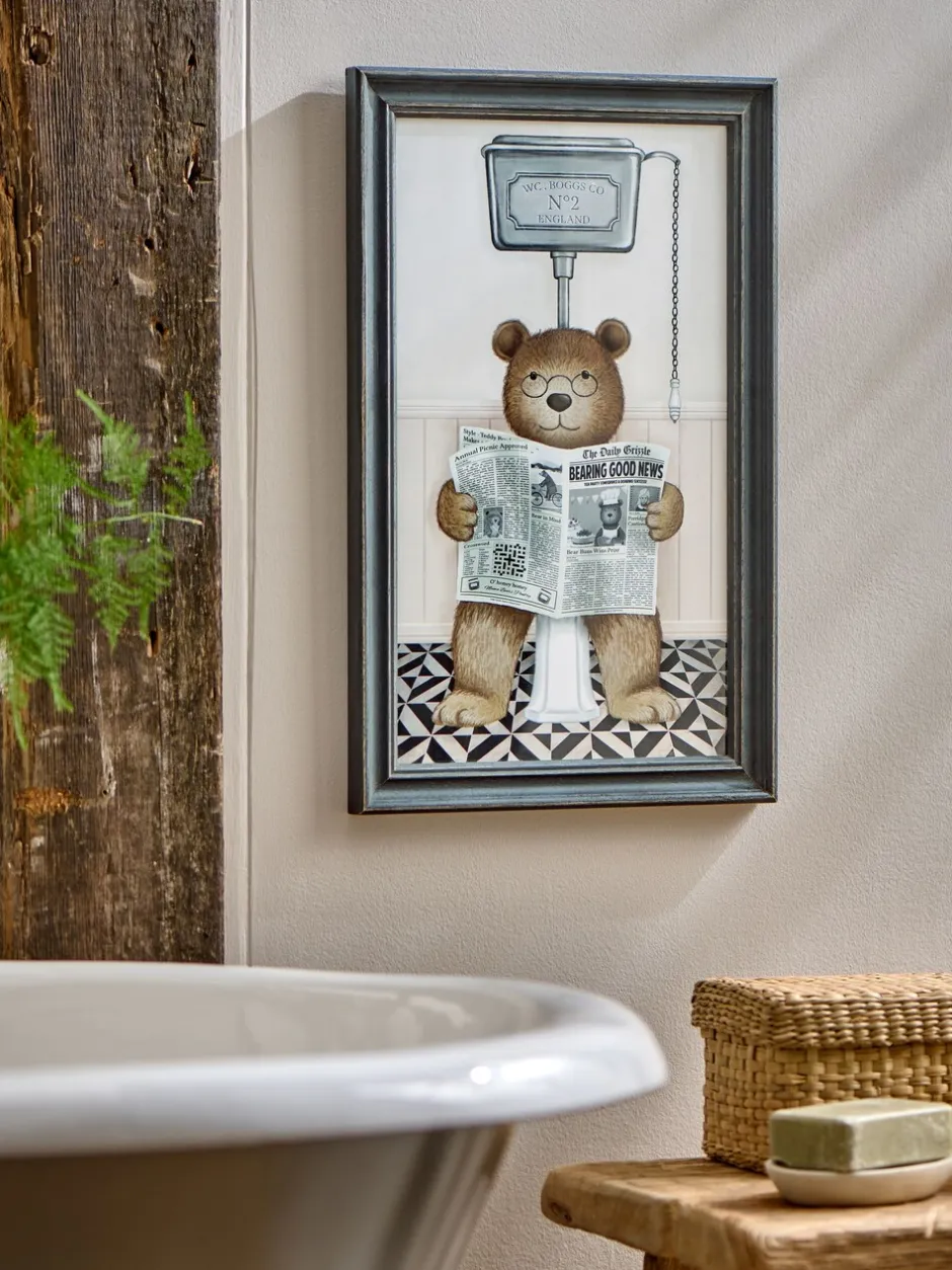 Canvassen En Kunst Voor Aan De Wand|Next Ingelijste wanddecoratie Bertie Beer op het Toilet