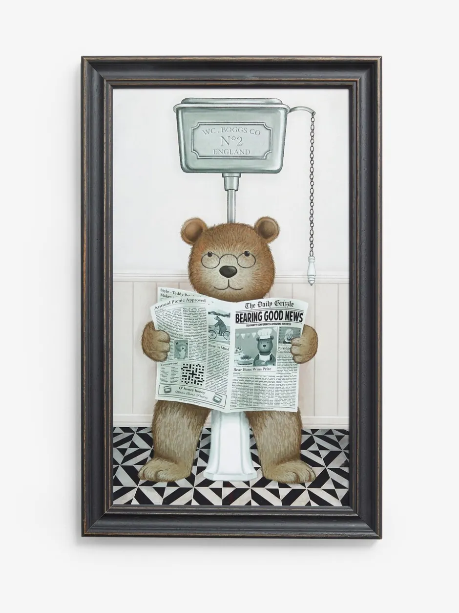 Canvassen En Kunst Voor Aan De Wand|Next Ingelijste wanddecoratie Bertie Beer op het Toilet