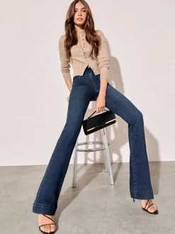 Jeans*Friends Like These Inktblauw - jeans met zakken, hoge taille en uitlopende pijpen